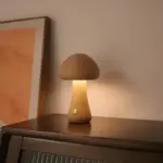 LED Mushroom Night Light Touch Adjustable Brightness Walnut Beech Wood tag1