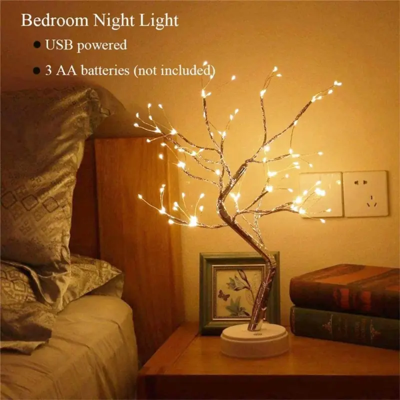 LED Night Light Mini Christmas Tree Copper Wire Garland Lamp tag1