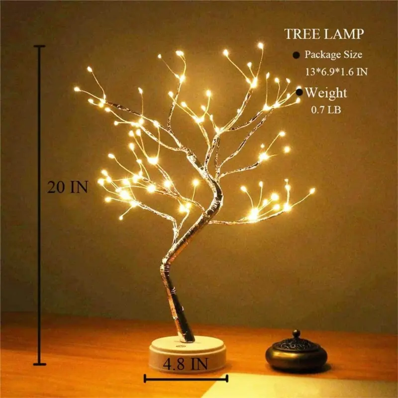 LED Night Light Mini Christmas Tree Copper Wire Garland Lamp tag1