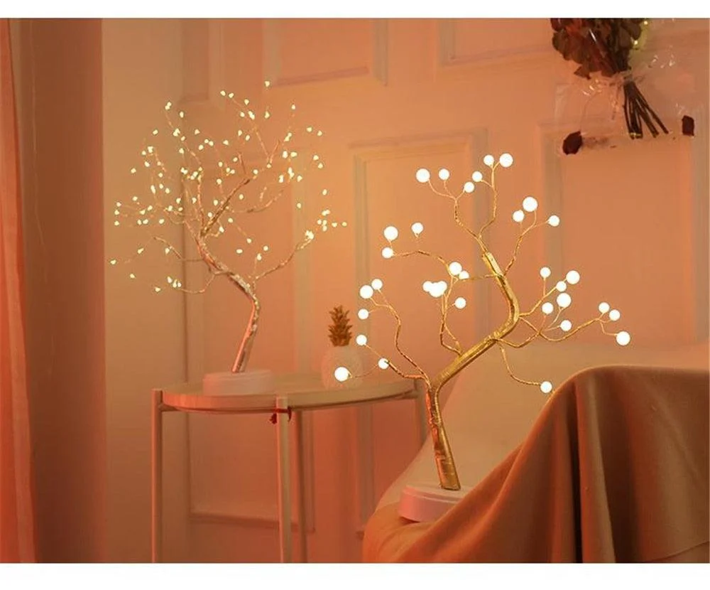 LED Night Light Mini Christmas Tree Copper Wire Garland Lamp -  - #tag1#