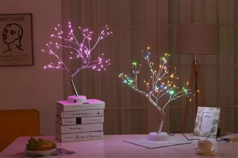LED Night Light Mini Christmas Tree Copper Wire Garland Lamp tag1