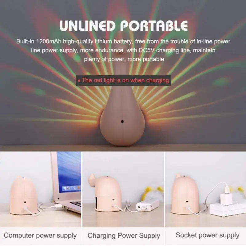 LED Peacock Night Light Unique and Creative Kids Bedroom tag1
