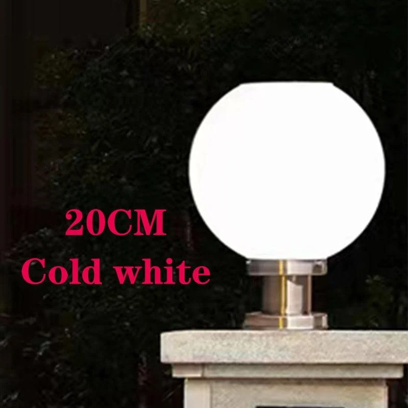 LED Round Ball Stainless Steel Solar Powered Lamp Outdoor IP65 Waterproof -  - #tag1#