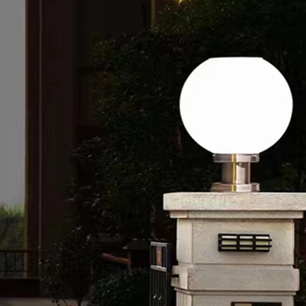 LED Round Ball Stainless Steel Solar Powered Lamp Outdoor IP65 Waterproof -  - #tag1#