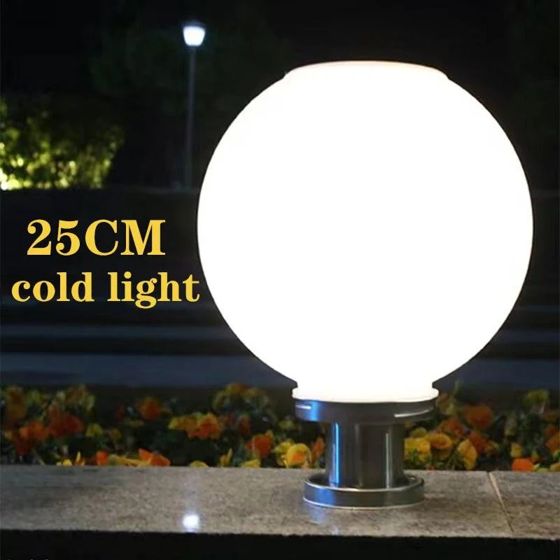 LED Round Ball Stainless Steel Solar Powered Lamp Outdoor IP65 Waterproof -  - #tag1#