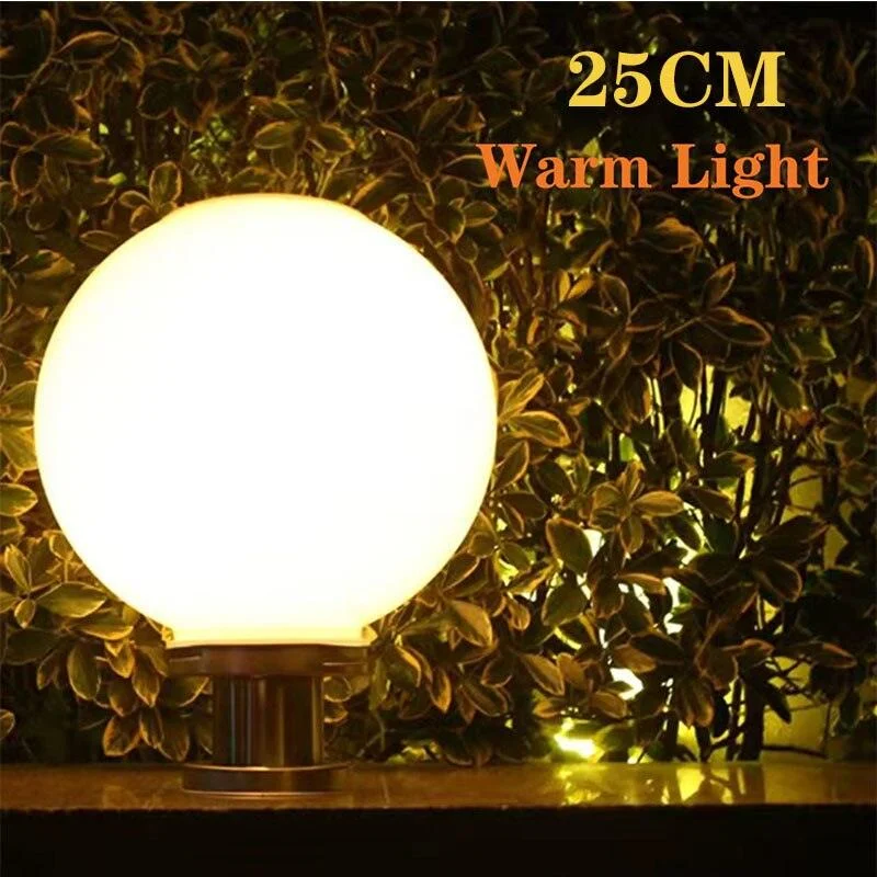 LED Round Ball Stainless Steel Solar Powered Lamp Outdoor IP65 Waterproof -  - #tag1#