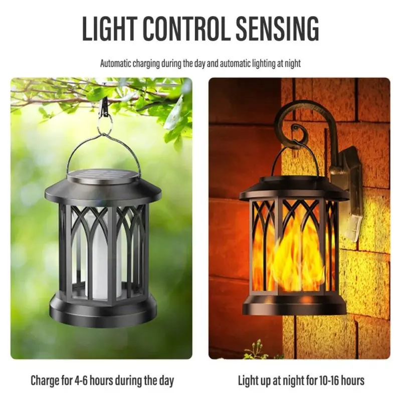 LED Solar Energy Flame Simulation Lamp with Clip Waterproof tag1