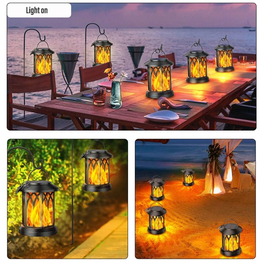 LED Solar Energy Flame Simulation Lamp with Clip Waterproof -  - #tag1#