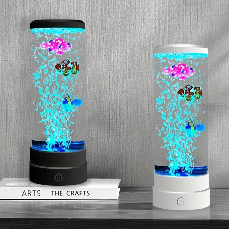 LED bubble Fish Lamp Multi-Color Changing Aquarium Night Light, Decorative Simulated Fantasy Fish Bubble Table Lamp -  - #tag1#