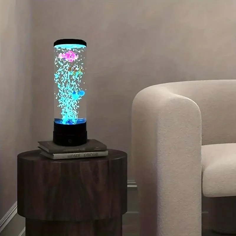 LED bubble Fish Lamp Multi-Color Changing Aquarium Night Light, Decorative Simulated Fantasy Fish Bubble Table Lamp -  - #tag1#