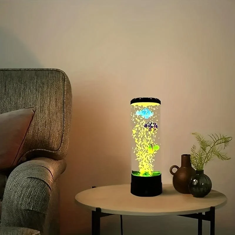 LED bubble Fish Lamp Multi-Color Changing Aquarium Night Light, Decorative Simulated Fantasy Fish Bubble Table Lamp -  - #tag1#