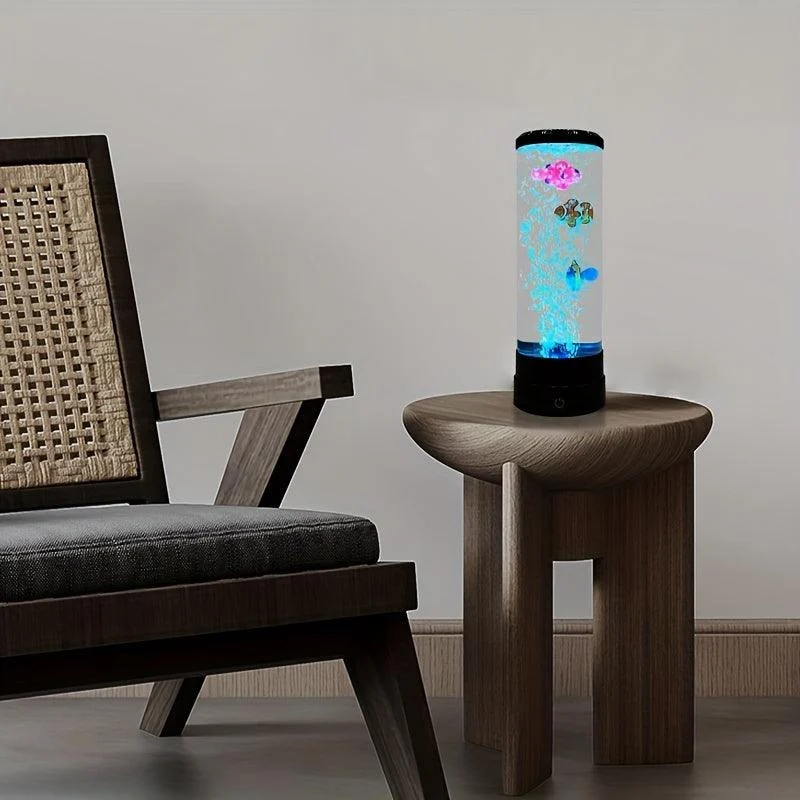 LED bubble Fish Lamp Multi-Color Changing Aquarium Night Light, Decorative Simulated Fantasy Fish Bubble Table Lamp -  - #tag1#