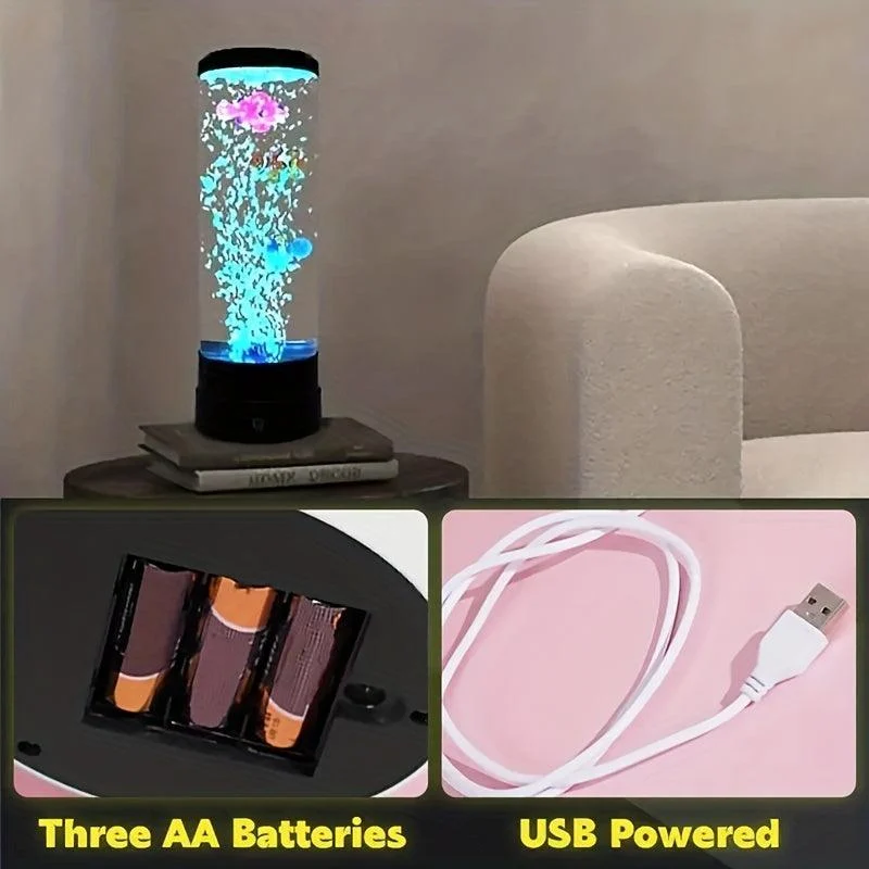 LED bubble Fish Lamp Multi-Color Changing Aquarium Night Light, Decorative Simulated Fantasy Fish Bubble Table Lamp -  - #tag1#