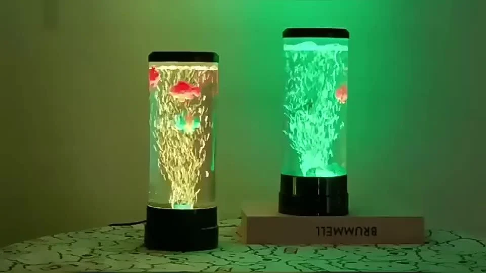 LED bubble Fish Lamp Multi-Color Changing Aquarium Night Light, Decorative Simulated Fantasy Fish Bubble Table Lamp -  - #tag1#