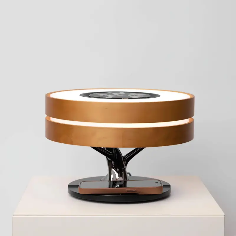 LaSerieModerneTischlampemitLautsprecherundKabellosemLadegerat LEDMinimalistischesDesign2xlumina