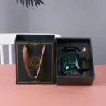 Large Capacity Ceramic Mug with Lid and Spoon Coffee Cup Gift Set tag1
