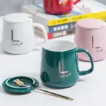 Large Capacity Ceramic Mug with Lid and Spoon Coffee Cup Gift Set tag1