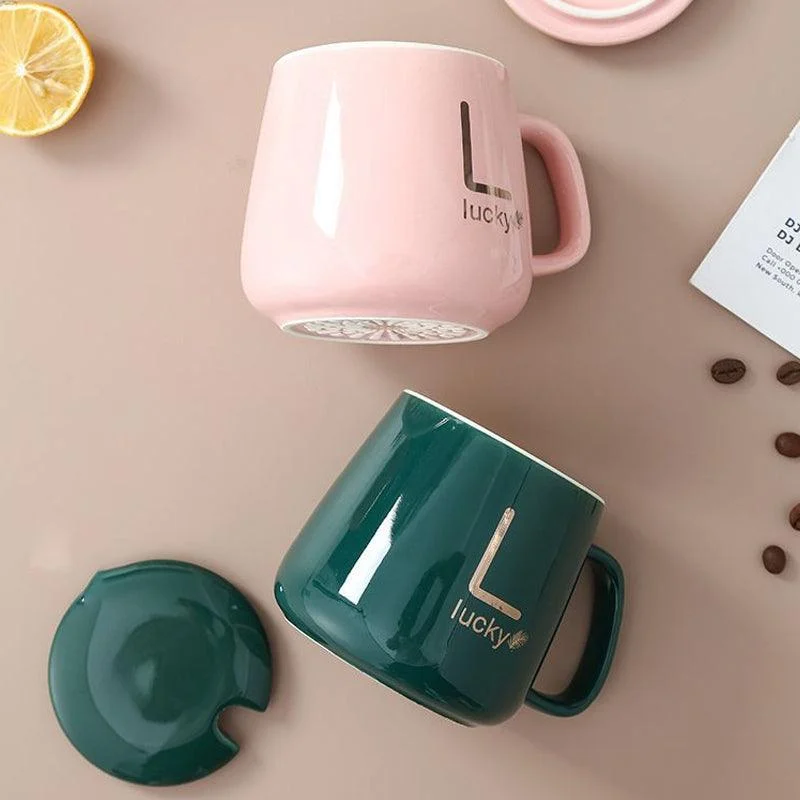 Large-Capacity Ceramic Mug with Lid and Spoon Coffee Cup Gift Set -  - #tag1#