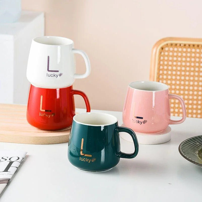 Large-Capacity Ceramic Mug with Lid and Spoon Coffee Cup Gift Set -  - #tag1#