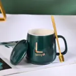 Large Capacity Ceramic Mug with Lid and Spoon Coffee Cup Gift Set tag1