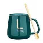 Large Capacity Ceramic Mug with Lid and Spoon Coffee Cup Gift Set tag1