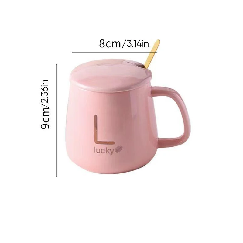 Large-Capacity Ceramic Mug with Lid and Spoon Coffee Cup Gift Set -  - #tag1#