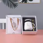 Large Capacity Ceramic Mug with Lid and Spoon Coffee Cup Gift Set tag1