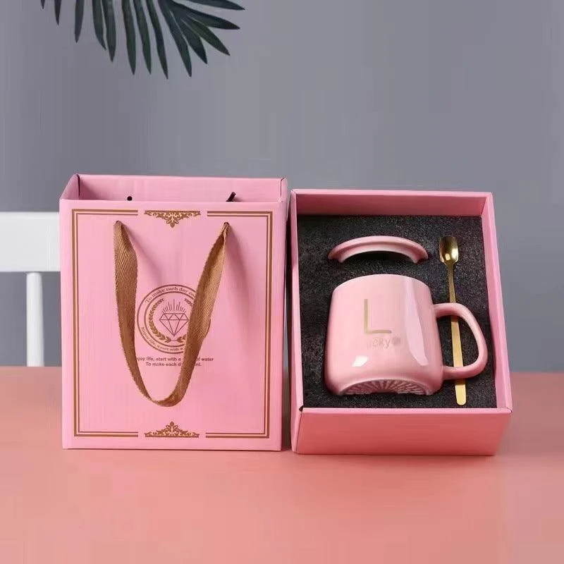 Large-Capacity Ceramic Mug with Lid and Spoon Coffee Cup Gift Set -  - #tag1#