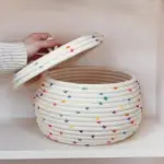 Large Cotton Rope Storage Basket With Lid tag1