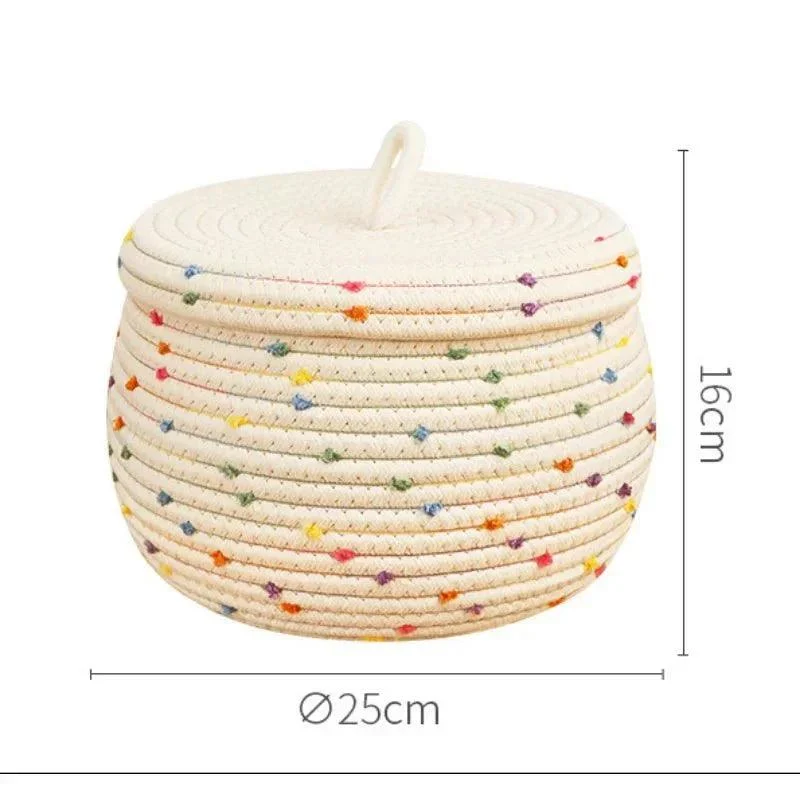 Large Cotton Rope Storage Basket With Lid -  - #tag1#