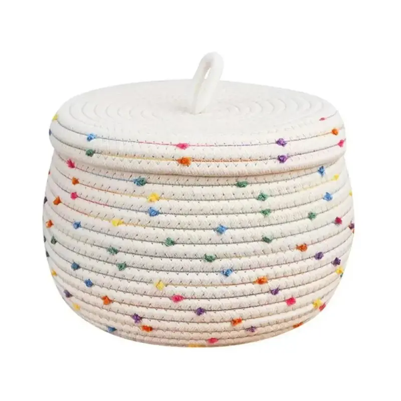 Large Cotton Rope Storage Basket With Lid tag1