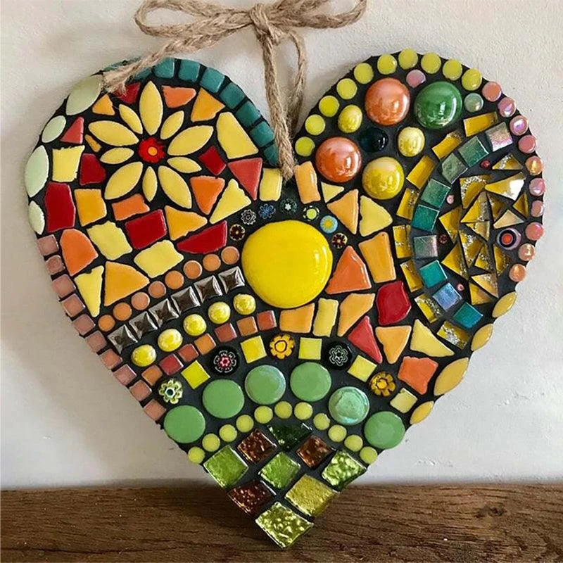 Large Garden Mosaic Heart Decoration -  - #tag1#