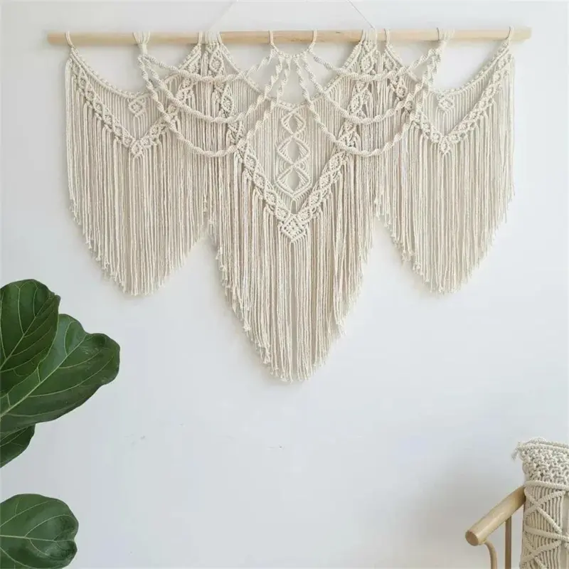 Large Tapestry Handwoven Bohemian with Tassels Ibiza Style Boho Decor Wall Tapestry Wall Hanging tag1