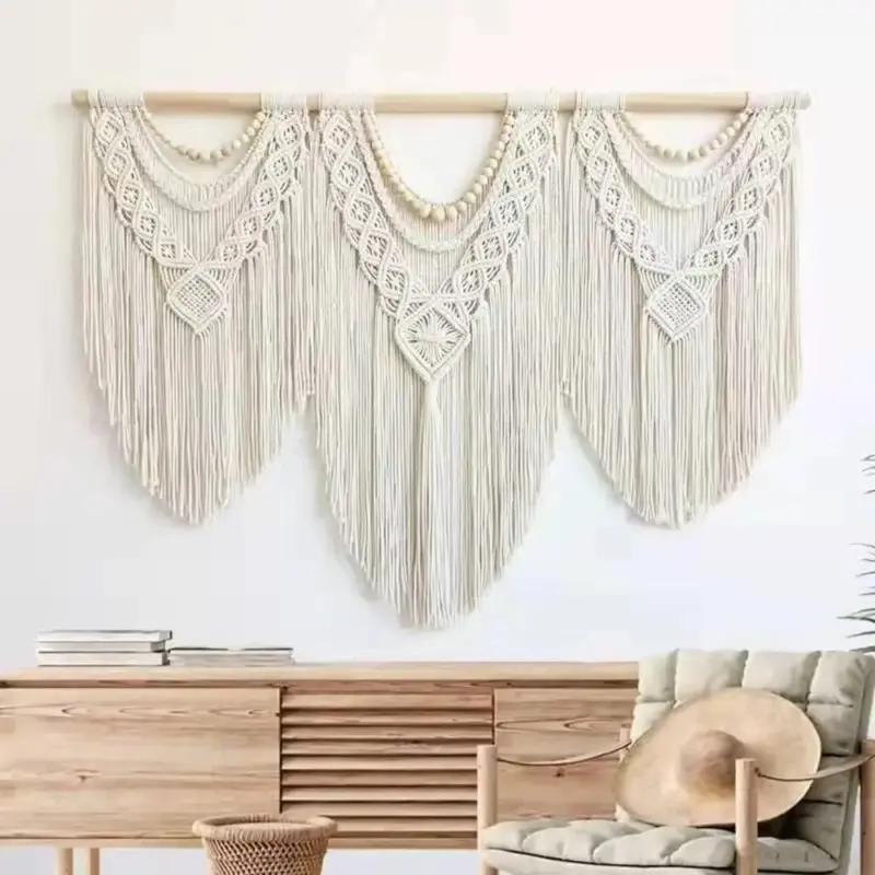 Large Tapestry Handwoven Bohemian with Tassels Ibiza Style Boho Decor Wall Tapestry Wall Hanging tag1