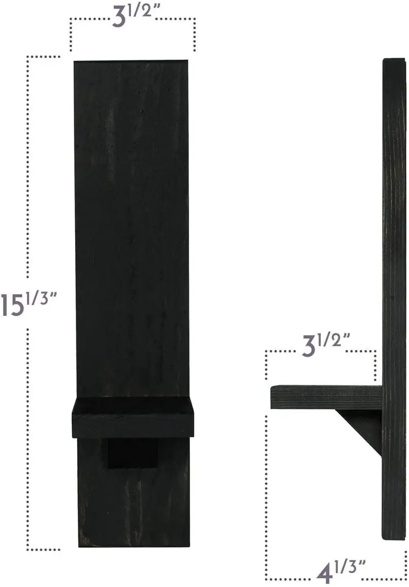 Large Wooden Wall Mounted Candle Holder Rustic Pillar Candlestick tag1