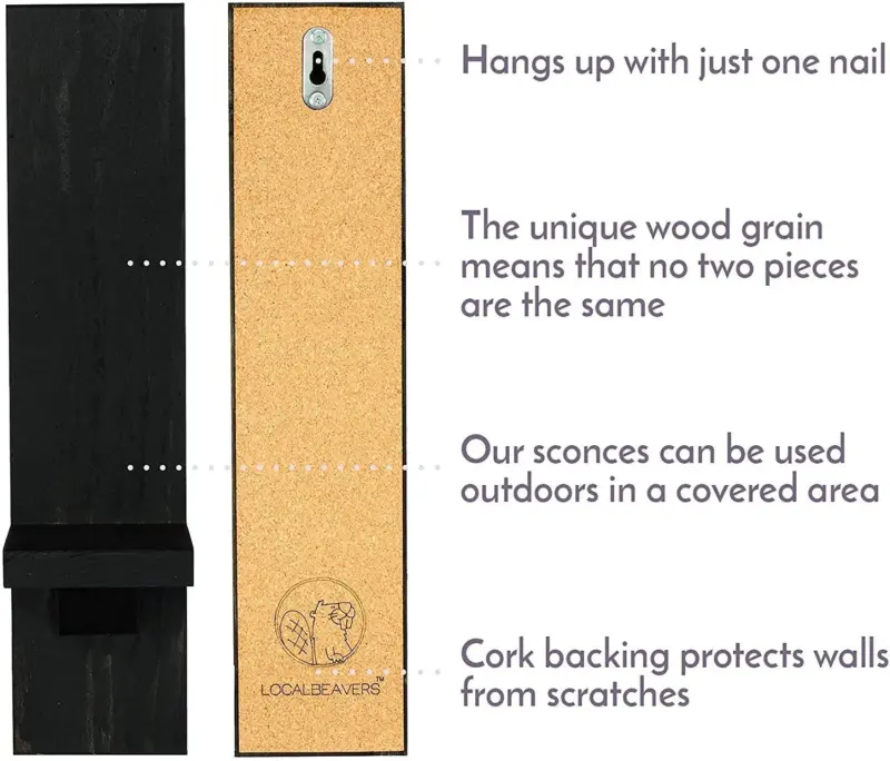 Large Wooden Wall Mounted Candle Holder Rustic Pillar Candlestick tag1