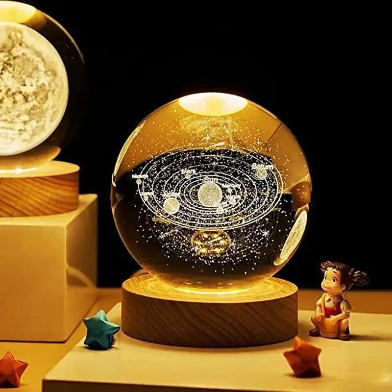 Led Nachtlampje Melkweg Galaxy Solar System Crystal Ball Children Night Lamp Slaapkamer Omgevingslicht Creatief Cadeau Nachtlampje