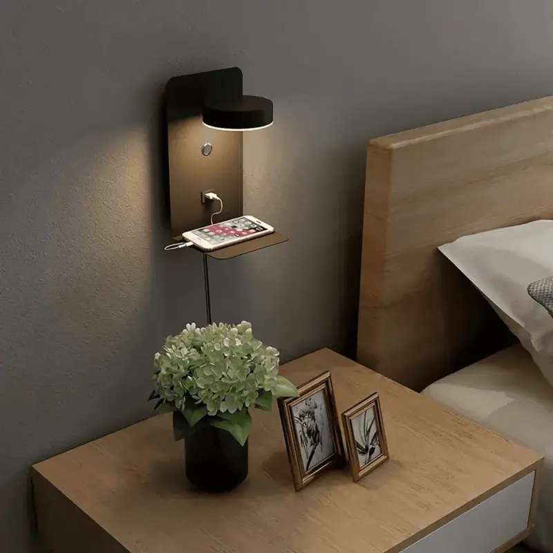 Led Wandlamp Met Schakelaar En Usb Oplaadpoort Moderne 9W Zwart Wit Gangpad Slaapkamer Bed Art Verlichting jpg