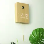 Led Digital Pendulum Cuckoo Wooden Clock 12 Inches