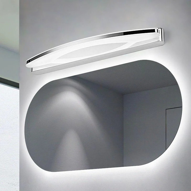 Leigh Modern Minimalist Oval LED Wall Lamp Chrome Bedroom/Bathroom Metal Acrylic -  - #tag1#