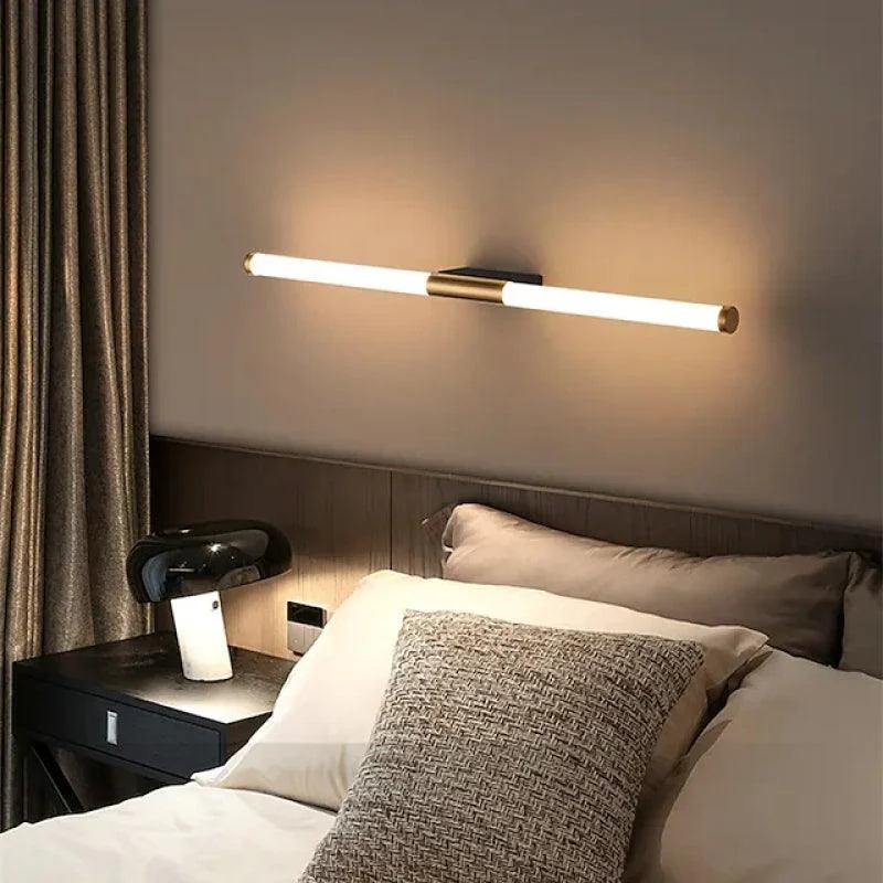 Leigh Simple Modern Linear LED Wall Lamp White Gold Bedroom Metal -  - #tag1#