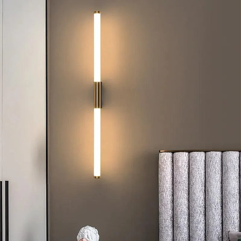 Leigh Simple Modern Linear LED Wall Lamp White Gold Bedroom Metal -  - #tag1#