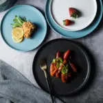 Lekoch Ceramic Dinner Plates Beef Plate Tableware Round Solid Color Dessert Dish Simple and Creative Salad