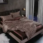 Leopard Duvet Cover Satin like Silk Soft 4Pcs Bedding Set Summer Reversible Comforter Cover Luxury Soft
