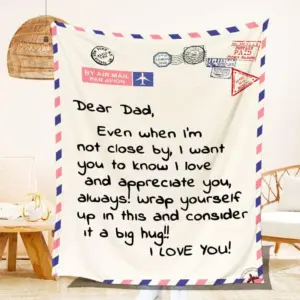 Letter Printed Flannel Throw Blanket Gift for Dad