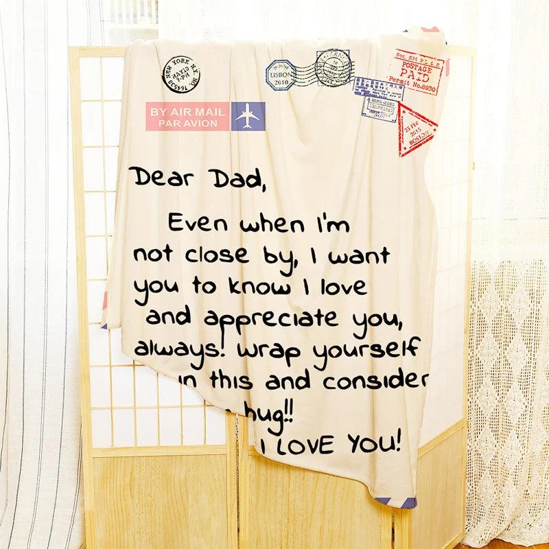 Letter Printed Flannel Throw Blanket Gift for Dad -  - #tag1#
