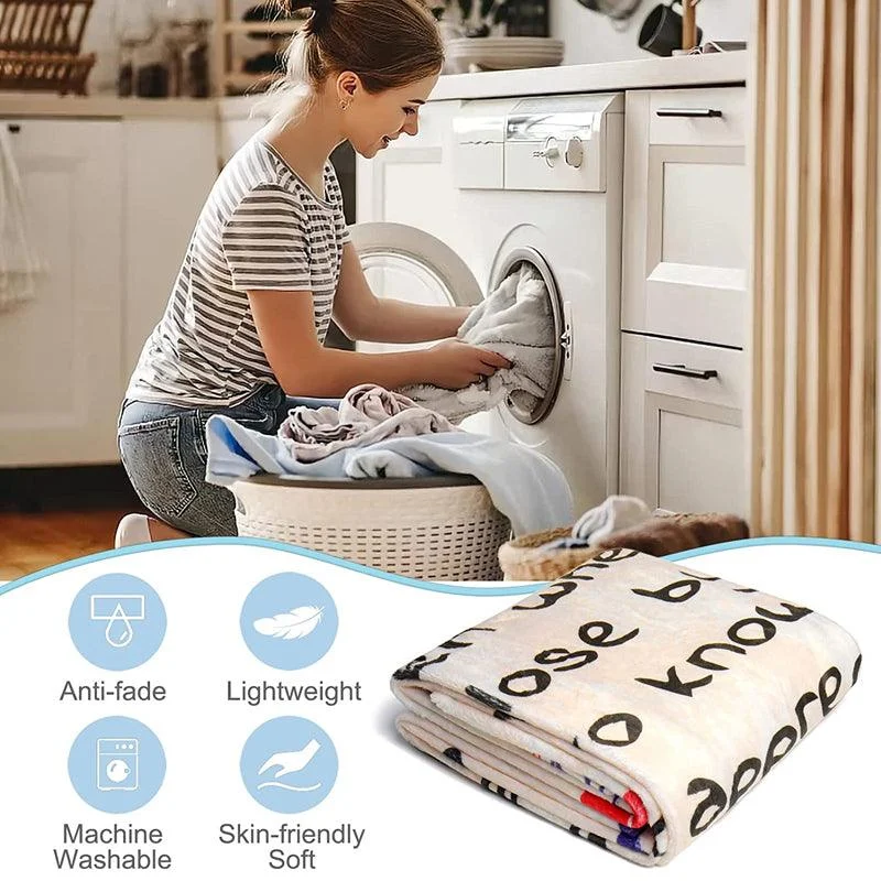 Letter Printed Flannel Throw Blanket Gift for Dad -  - #tag1#