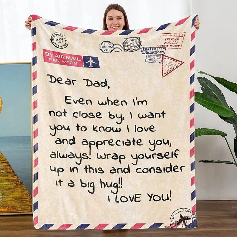 Letter Printed Flannel Throw Blanket Gift for Dad -  - #tag1#