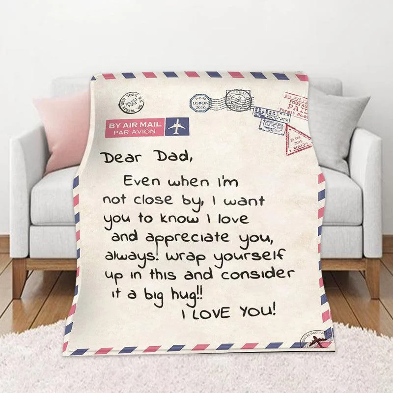 Letter Printed Flannel Throw Blanket Gift for Dad -  - #tag1#