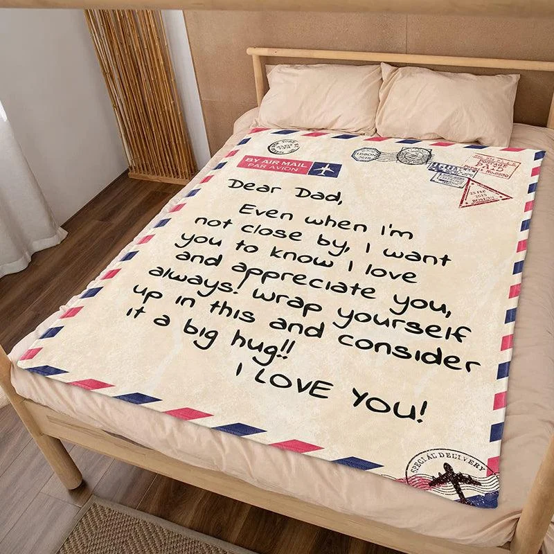 Letter Printed Flannel Throw Blanket Gift for Dad -  - #tag1#